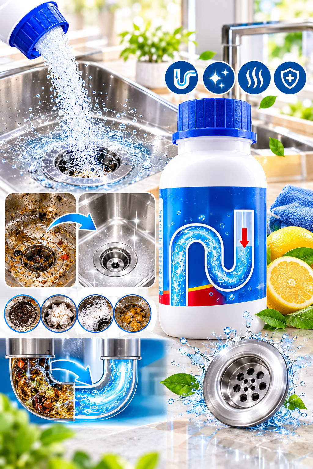 🧼 Powerful Clog Remover – Say Goodbye to Tough Blockages!
Unclog • Clean • Freshen — Powerful Drain Cleaning for Your Home